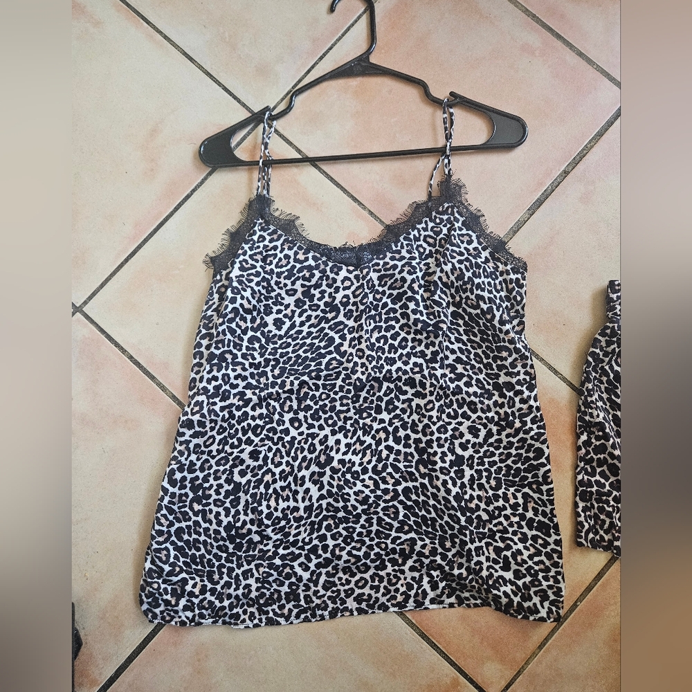 Anine Bing Leopard 100% Silk camisole tank top Large L